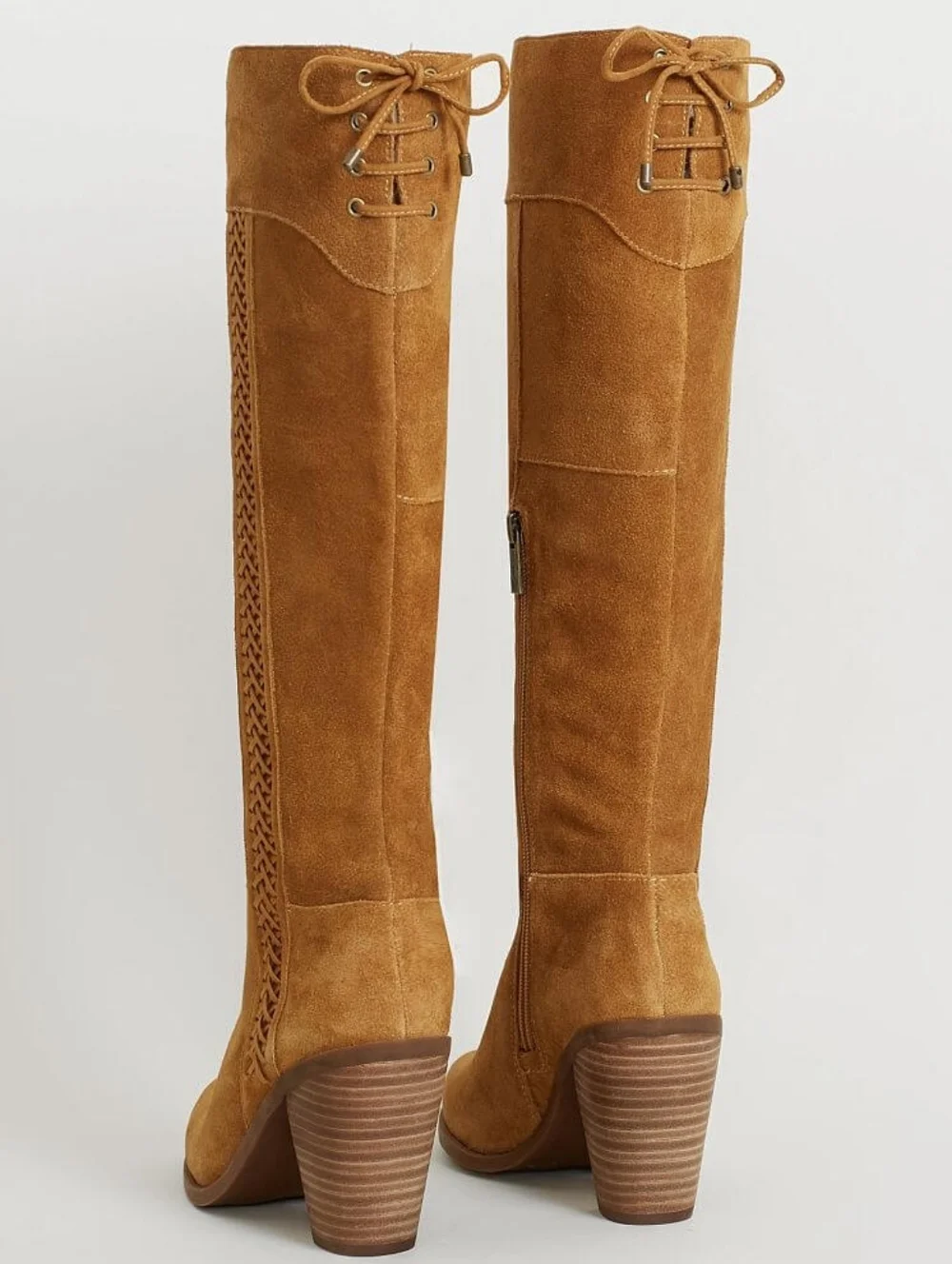 Jessica Simpson Buckle Ciarah Suede Lace Back Boots